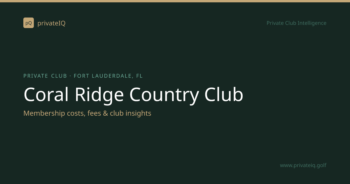 Coral Ridge Country Club | Country Club in Fort Lauderdale, FL ...