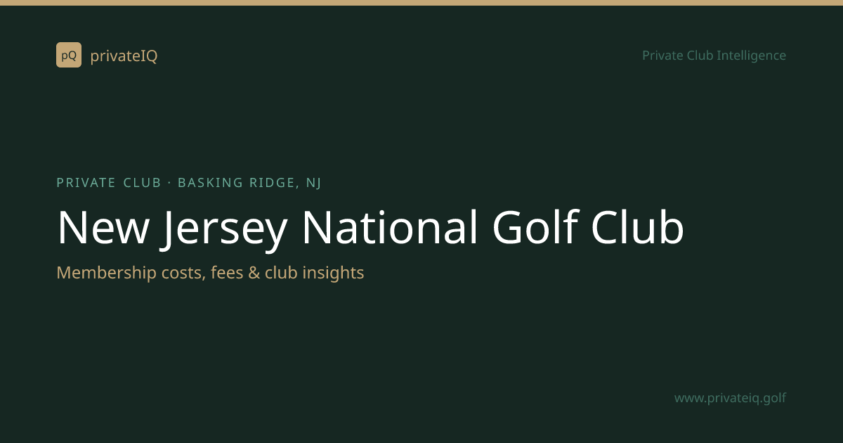 New Jersey National Golf Club | Golf Club in Basking Ridge, NJ ...